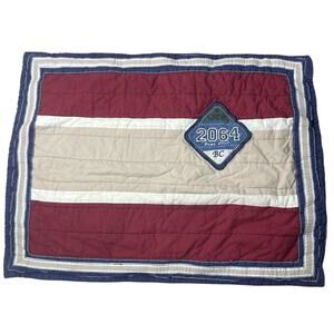 Pottery Barn Kids Quilted Boys Club Red & Tan Pillow Sham - Standard - Back Ties